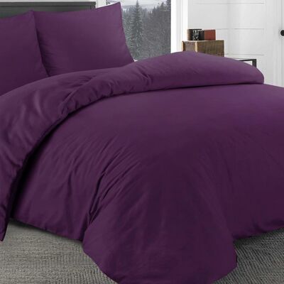 Einfach Bettwäsche-Set in 4 Farbe - 137 x 200 - Aubergine
