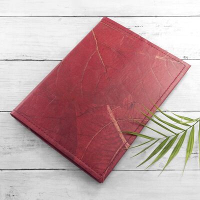 A5 Refillable Leaf Leather Journal - Berry Red (JUN3-BRO) (TreatRepublic011)