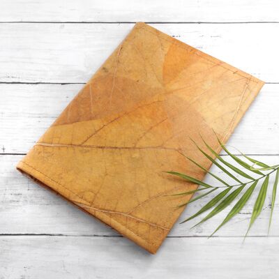 A5 Refillable Leaf Leather Journal - Cinnamon Orange Gold (JUN3-PUR) (TreatRepublic013)