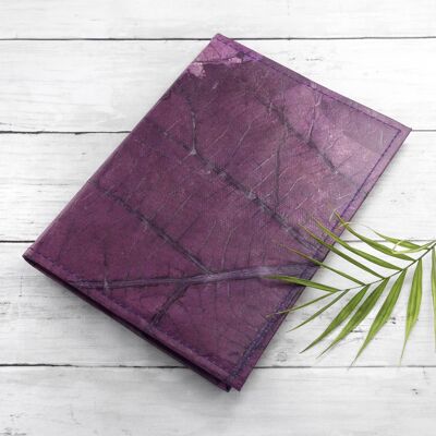 A5 Refillable Leaf Leather Journal - Dark Lavender Rose Gold (JUN3-GRE) (TreatRepublic014)
