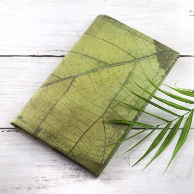 A6 Refillable Leaf Leather Journal - Leaf Green (JUN4-NAV) (TreatRepublic032)