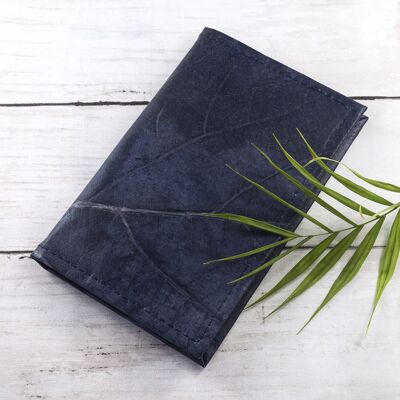 A6 Refillable Leaf Leather Journal - Midnight Blue (JUN4-BEI) (TreatRepublic033)