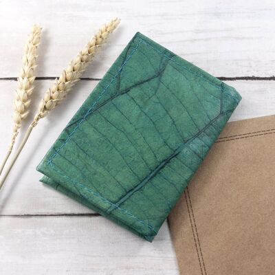 Bifold Cardholder in Leaf Leather - Teal (JUN6-YEL) (TreatRepublic128)