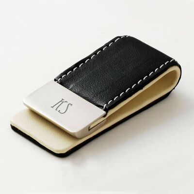 Black Leather Money Clip (PER314-BAL) (TreatRepublic131)