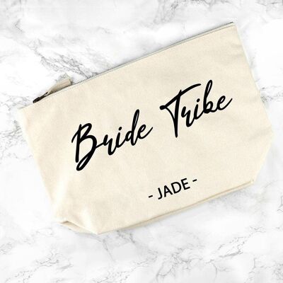 Bride Tribe Personalised Cosmetic Canvas Bag (PER3623-001) (TreatRepublic153)