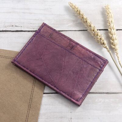 Cardholder in Leaf Leather - Dark Lavender Purple (JUN5-GRE) (TreatRepublic160)