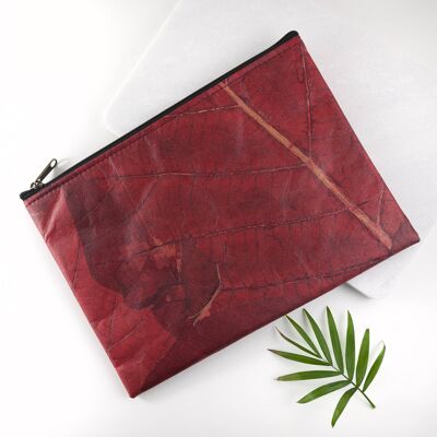Clutch Bag in Leaf Leather - Berry Red (JUN16-PUR) (TreatRepublic189)