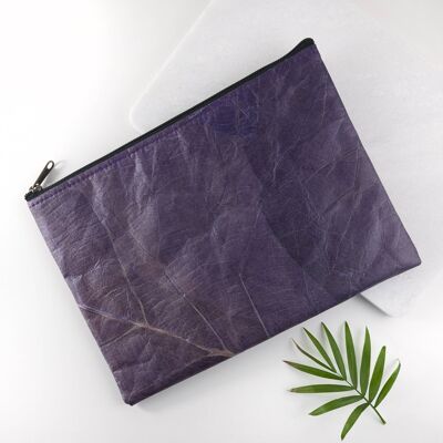 Clutch Bag in Leaf Leather - Dark Lavender (JUN16-YEL) (TreatRepublic190)