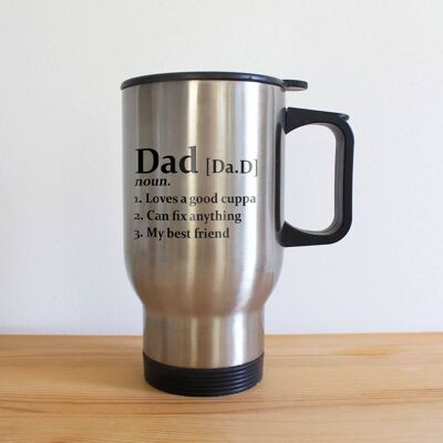 Definition of Dad Silver Travel Mug (PER295-001) (TreatRepublic271)