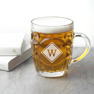 Diamond Monogrammed Dimpled Beer Glass (PER3788-001) (TreatRepublic274)