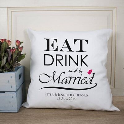 Eat, Drink and be Married Couple Cushion Cover (PER853-001) (TreatRepublic280)