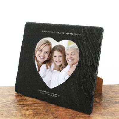 First My Mother Forever My Friend Heart Slate Photoframe (PER527-001) (TreatRepublic313)