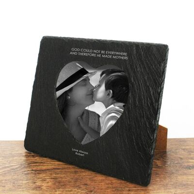 God Made Mothers Heart Slate Photoframe (PER2284) (TreatRepublic382)