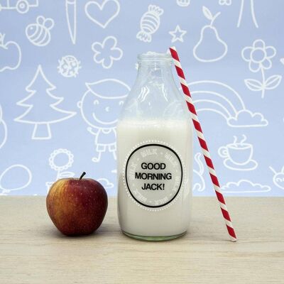 Good Morning Little One Milk Bottle & Straw (JUN21-GRE) (TreatRepublic385)