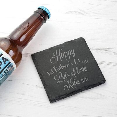 Happy 1st Father's Day Square Slate Keepsake (PER2383-001) (TreatRepublic390)