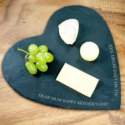 Heart Slate Cheese Board with Personalised Engraving (PER3675-001) (TreatRepublic406)