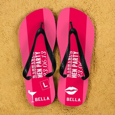 Hen Party Personalised Flip Flops in Pink (PER387-BM) (TreatRepublic416)