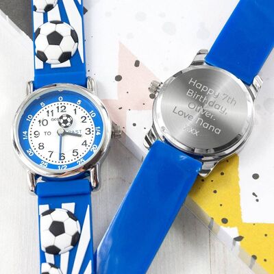 Kids Personalised Blue Football Watch (PER3173-001) (TreatRepublic490)