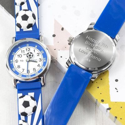 Kids Personalised Blue Football Watch (PER3175-001) (TreatRepublic491)