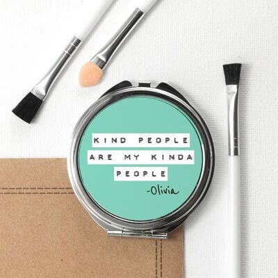 Kind People (Green) Round Compact Mirror (PER3507-001) (TreatRepublic506)