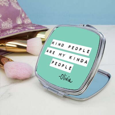 Kind People (Green) Square Compact Mirror (PER3511-001) (TreatRepublic507)