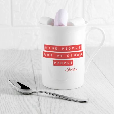 Kind People (Red) Bone China Mug (PER3516-RED) (TreatRepublic514)