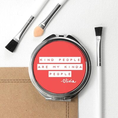 Kind People (Red) Round Compact Mirror (PER3517-RED) (TreatRepublic519)