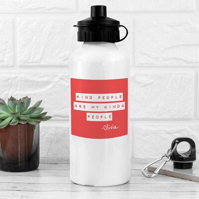 Kind People (Red) White Water Bottle (PER3512-RED) (TreatRepublic522)