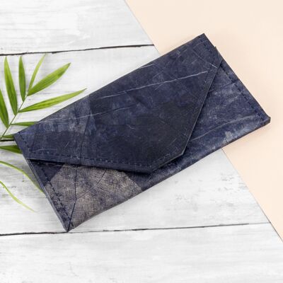 Ladies Continental Wallet in Leaf Leather - Midnight Blue (JUN14-BLA) (TreatRepublic525)