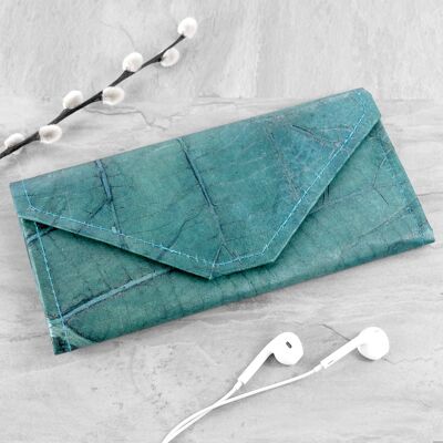 Ladies Continental Wallet in Leaf Leather - Teal (JUN15-RED) (TreatRepublic527)