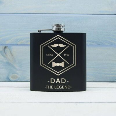 Legend Dad's Black Hip Flask (PER2174) (TreatRepublic533)