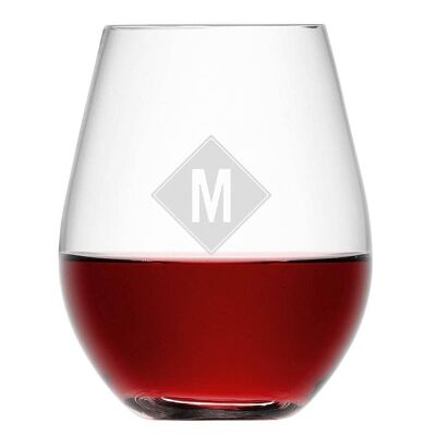 LSA Monogrammed Stemless Red Wine Glass - Set of 4 (LSA77-001) (TreatRepublic551)