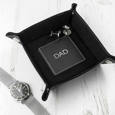 Luxury Black Personalised Valet Tray (PER3153-SLV) (TreatRepublic577)