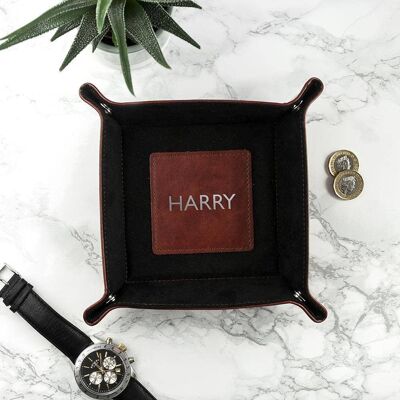 Luxury Brown Personalised Valet Tray (PER3152-SLV) (TreatRepublic580)