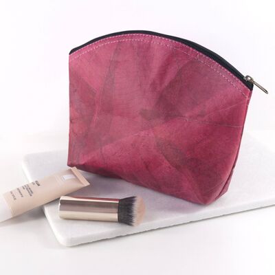 Make Up Bag Medium in Leaf Leather - Coral Pink (JUN46-PNK) (TreatRepublic590)