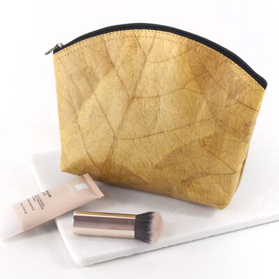 Make Up Bag Medium in Leaf Leather - Tuscan Yellow (JUN46-YEL) (TreatRepublic591)