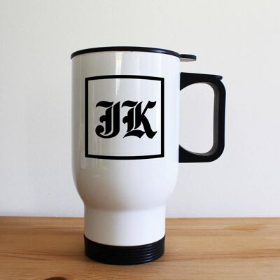 Medieval Initials White Travel Mug (PER273-001) (TreatRepublic594)