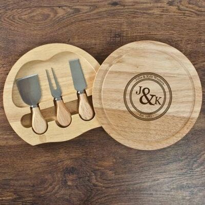 Monogram Couple Cheese Board Set (PER448-001) (TreatRepublic602)