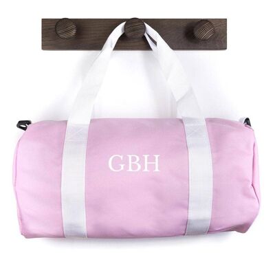 Monogrammed Barrel Gym Bag in Pink (PER3257-SAN) (TreatRepublic627)