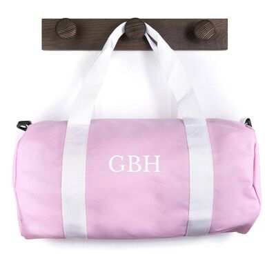 Monogrammed Barrel Gym Bag in Pink (PER3257-RET) (TreatRepublic628)