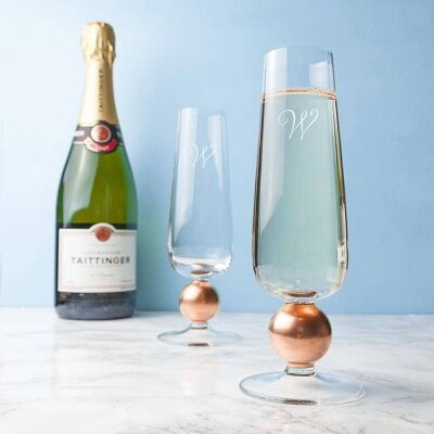 Monogrammed LSA Set Of Two Rose Gold Champagne Glasses (LSA34-001) (TreatRepublic666)