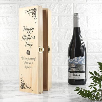 Mother's Day Wine/Champagne Box With Floral Design (PER746-001) (TreatRepublic680)