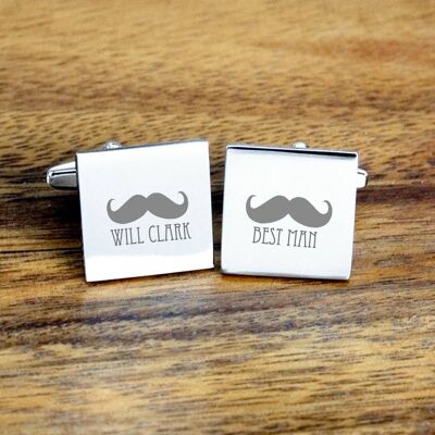 Moustache Best Man Cufflinks (PER418-001) (TreatRepublic684)