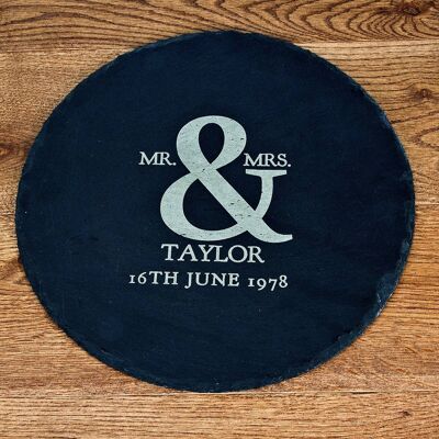 Mr and Mrs Roman Amersand Round Slate Cheese Board (PER593-001) (TreatRepublic710)