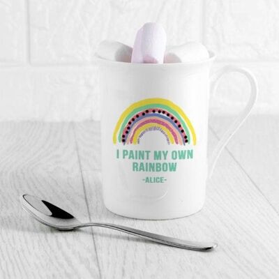 My Own Rainbow Bone China Mug (PER3473-GRN) (TreatRepublic731)