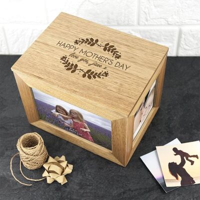 Pers Happy Mother's Day Midi Oak Photo Cube Keepsake Box (PER3054-001) (TreatRepublic840)