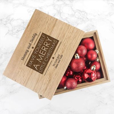 Pers Merry Christmas Midi Oak Photo Cube Keepsake Box (PER3052-001) (TreatRepublic858)