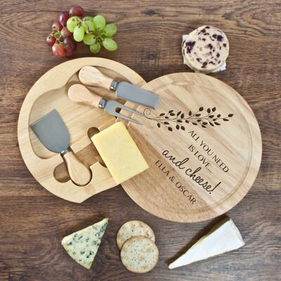 Personalised 'All You Need Is Love' Round Cheese Board (PER985-001) (TreatRepublic886)