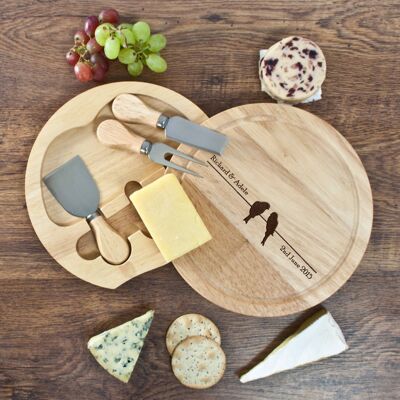 Personalised 'Love Birds' Round Cheese Board (PER987-001) (TreatRepublic889)