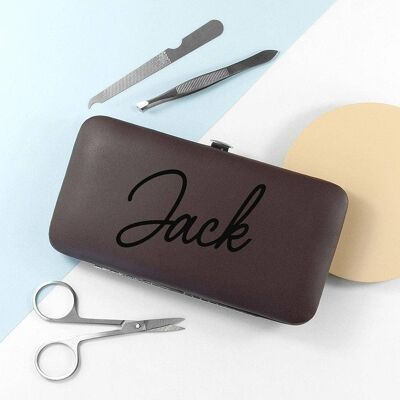 Personalised 7 Piece Manicure Set - Brown (PER3863-BRO) (TreatRepublic901)